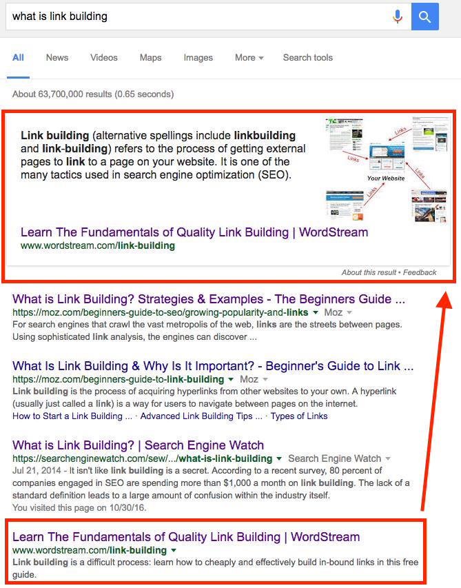 featured snippet link building