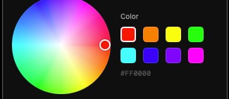Wiz Control popover with a color wheel, swatches, and temperature and brightness sliders
